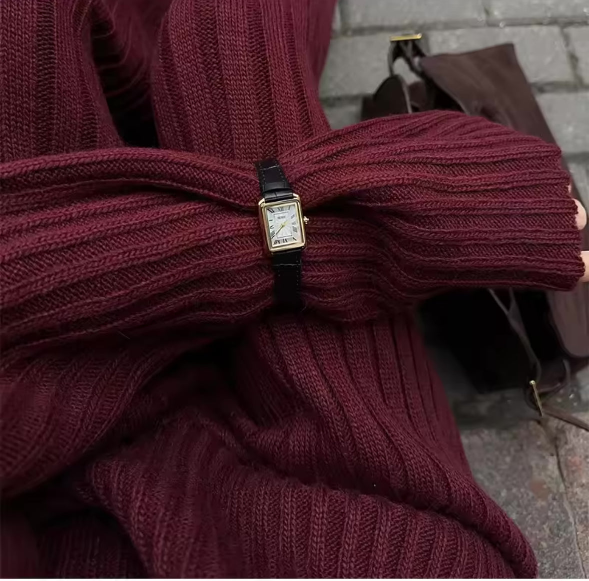 Elegant Knit Burgundy Red Set