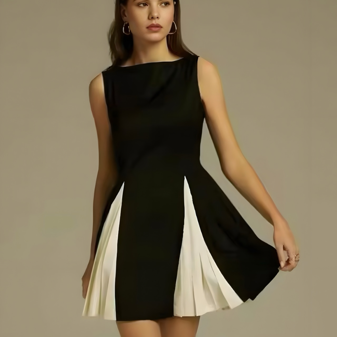 A-Linien Kleid in Schwarz-Weiß – Elegantes Minikleid