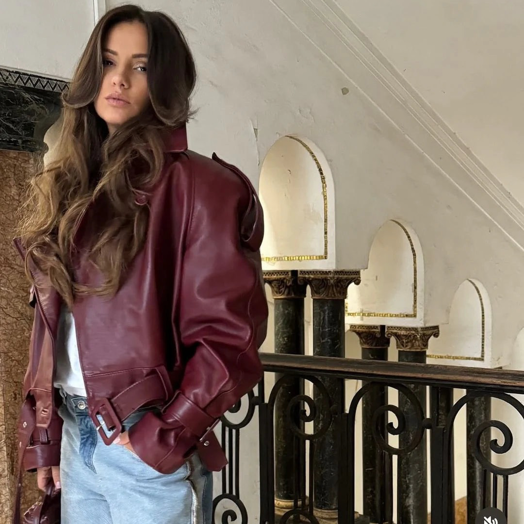 Burgundy leather jacket