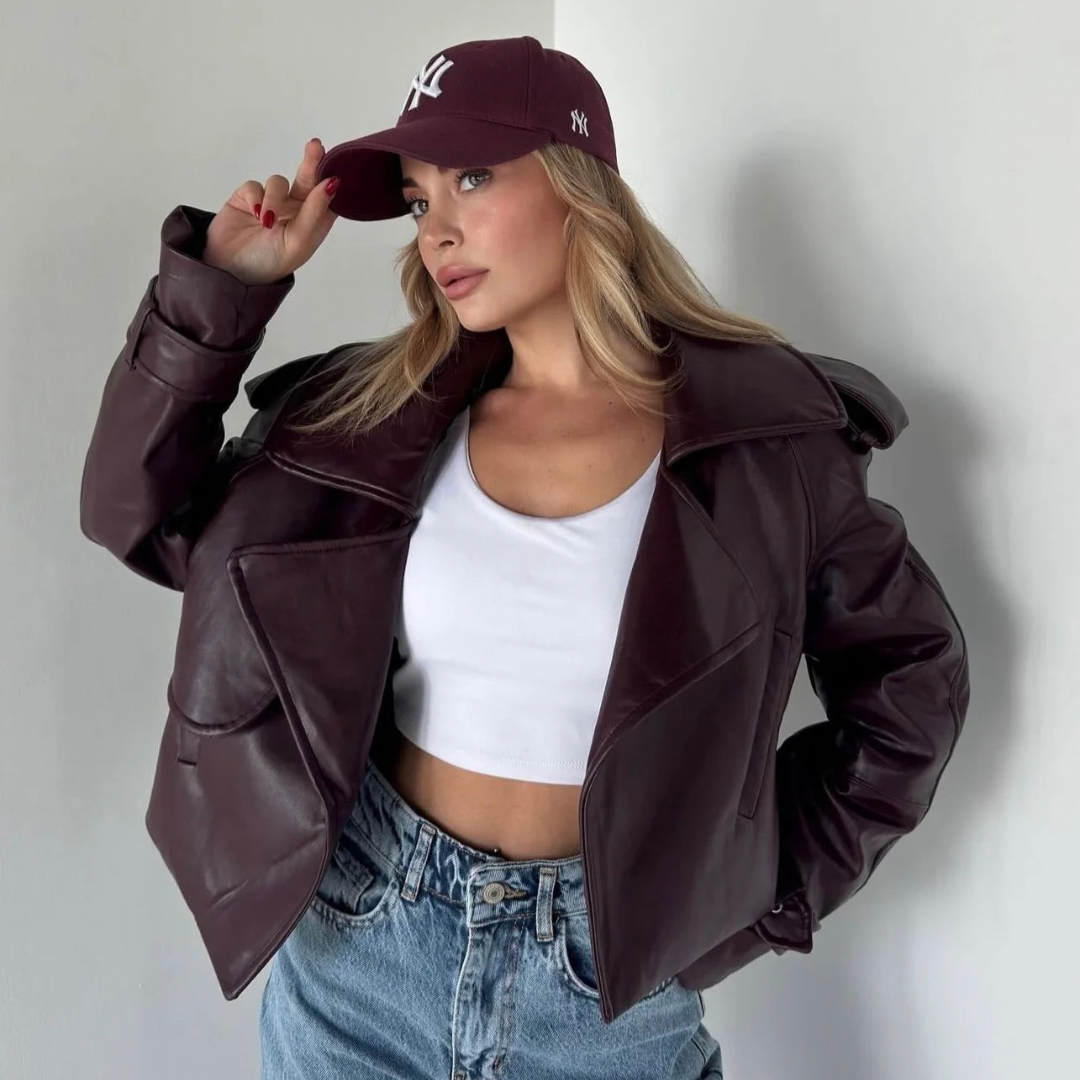 Burgundy leather jacket
