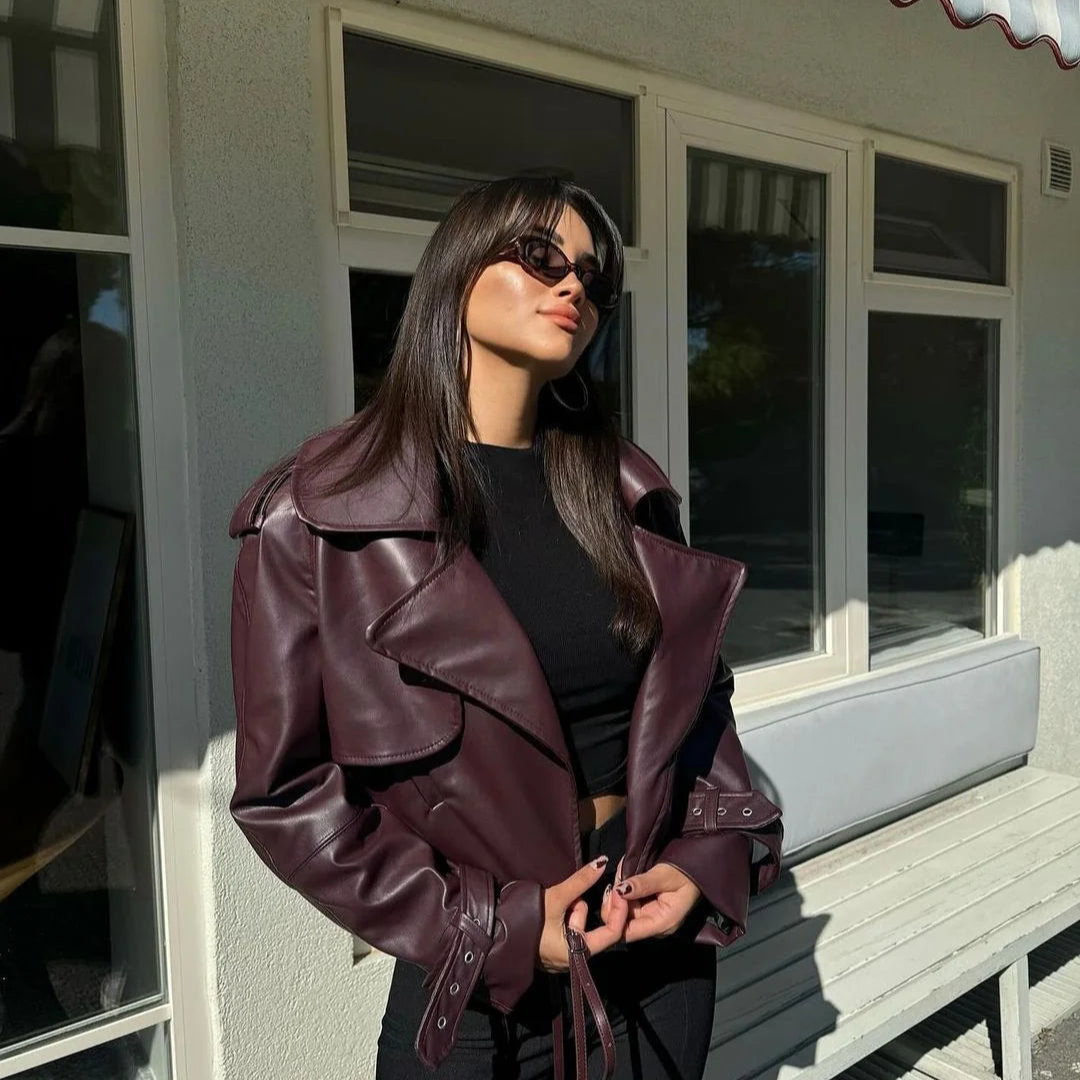 Burgundy leather jacket